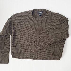 Olive Cropped Sweater - Express